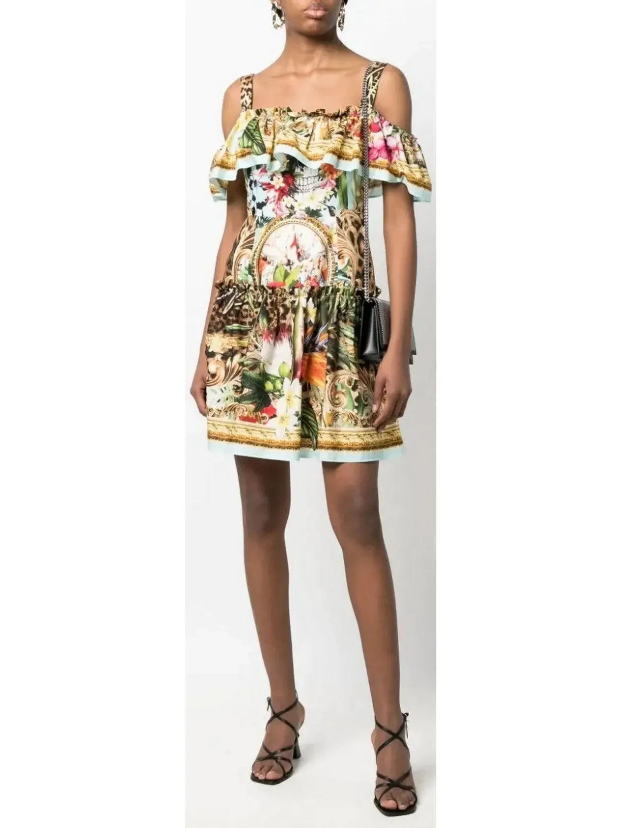 colorful Mimi dresses collectionOff-Shoulder Leopard and Skull Print Mini Dress