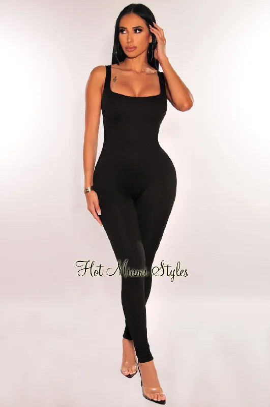 women's jumpsuits for everyday wearHMS Essential: Black Spaghetti Strap Perfect Fit Jumpsuit