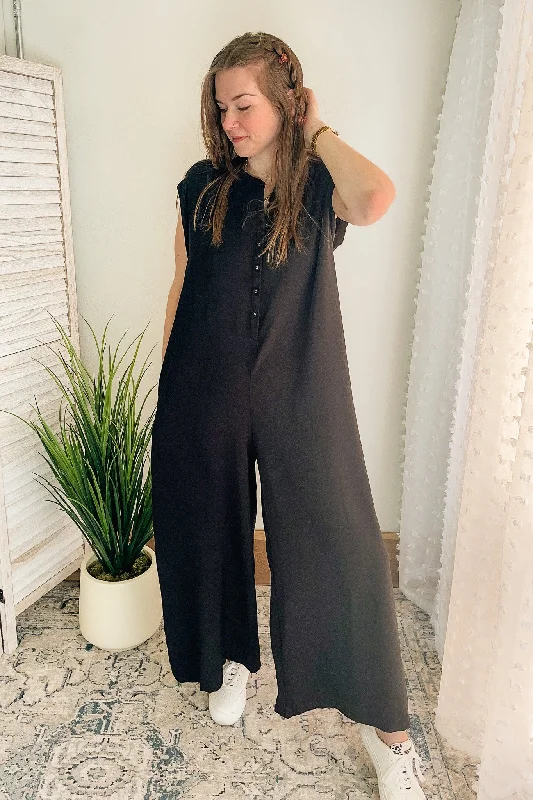 women's jumpsuits with solid colorsButton Down Jumpsuit