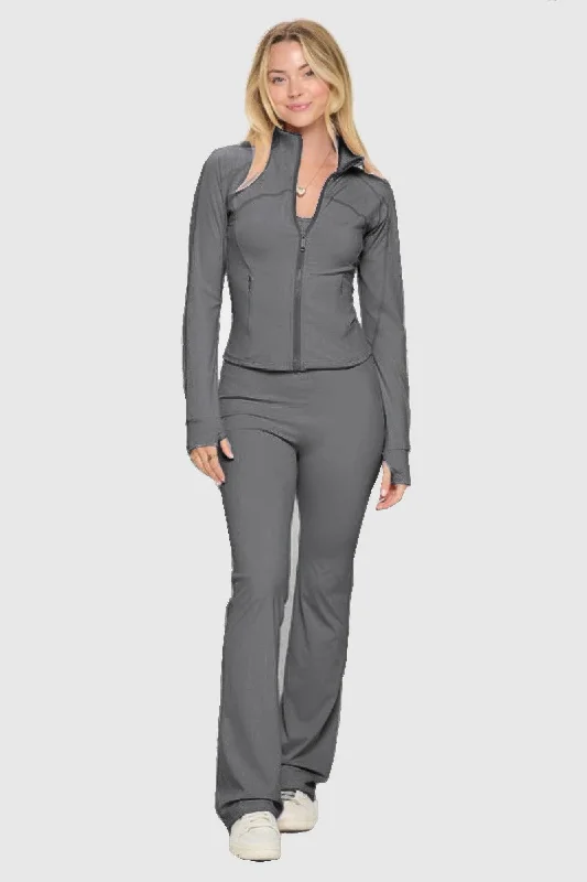 women's casual jumpsuitsPremium Yoga Jacket W/jumpsuit Set