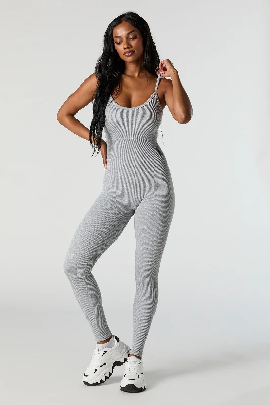 women's loose-fit jumpsuitsActive Seamless Ribbed Scoop Neck Jumpsuit