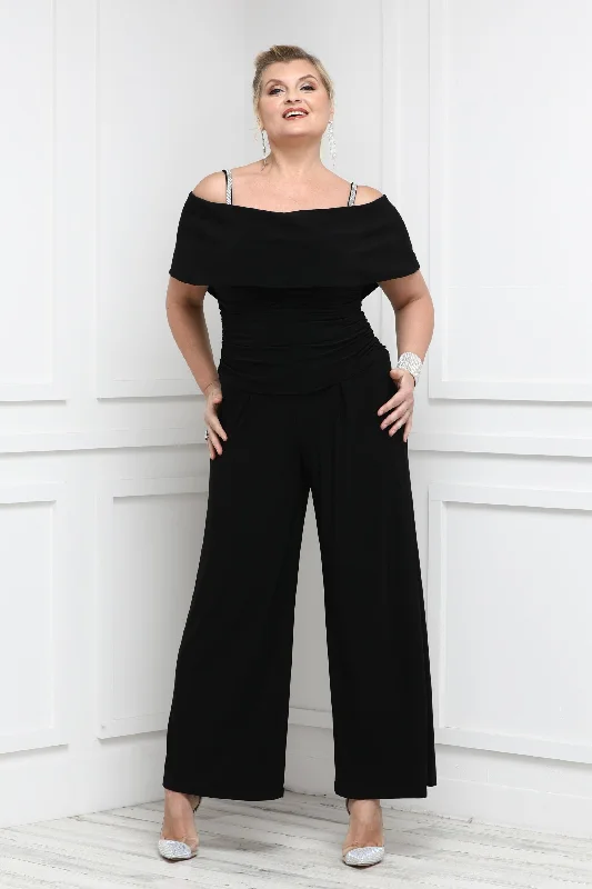 women's jumpsuits for maximalist fashionWomen's Cold Shoulder Ruched Waist Jumpsuit - Wedding Guest Outfit