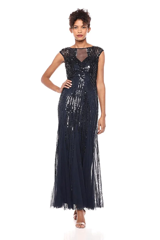 lace maxi dressesAdrianna Papell AP1E204689 Long Formal Beaded Cap Sleeve Dress