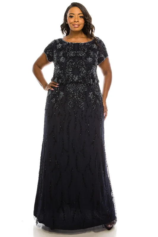 maxi dresses with sequined detailsAdrianna Papell AP1E205375W Long Plus Size Dress