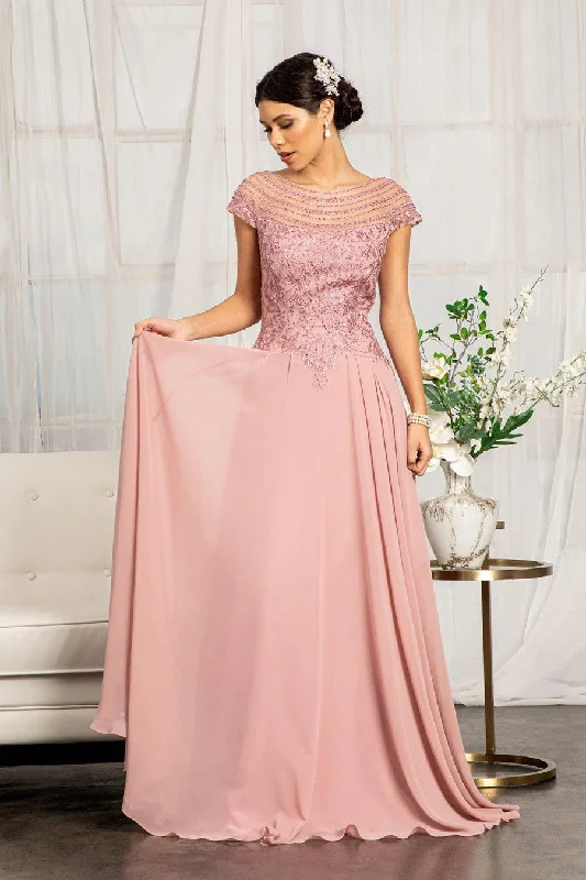 elegant wedding dressesDusty Rose L Long Formal Chiffon Mother of the Bride Dress Sale