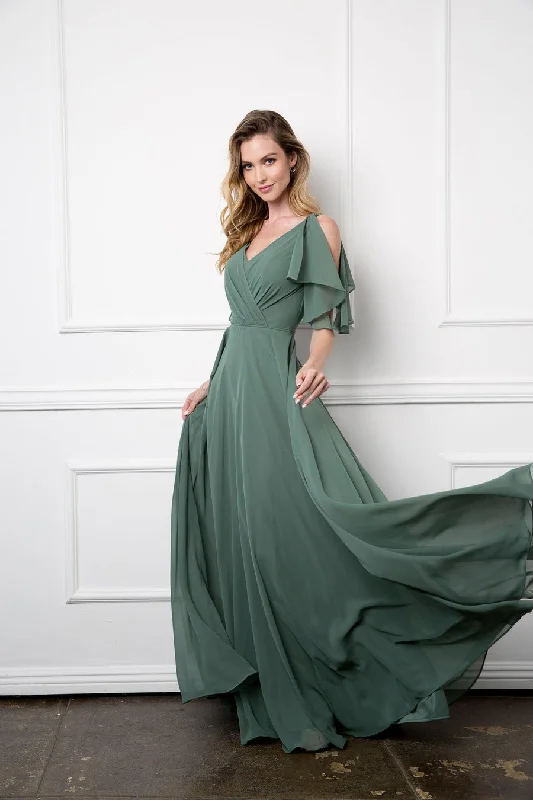 maxi dresses with halter necksEucalyptus 4XL Long Formal Flutter Sleeves Dress Sale