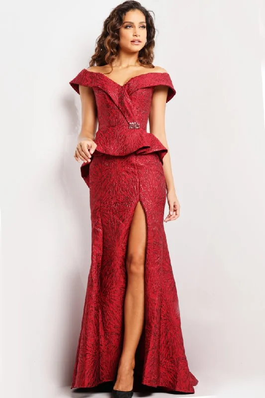 illusion sleeve wedding dressesJovani 03944 Long Off Shoulder Mother of the Bride Dress