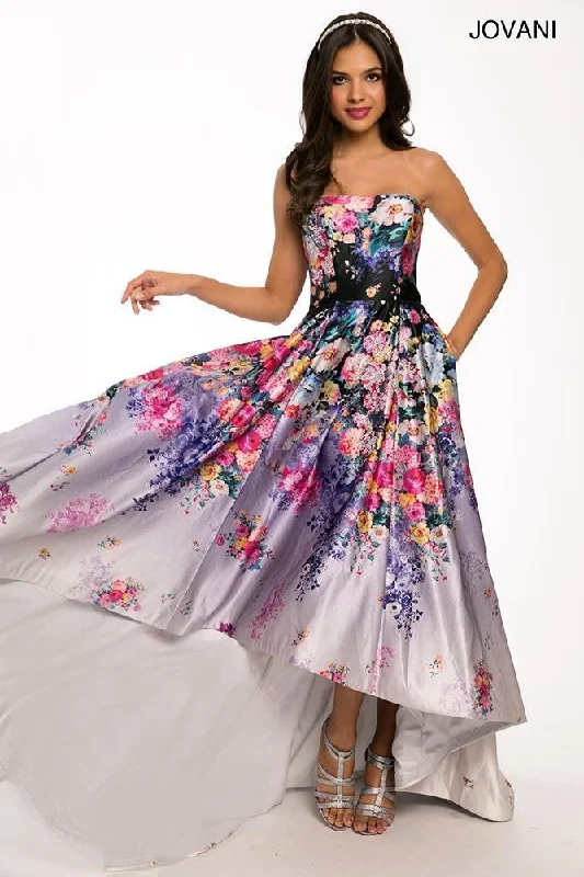 leather party dressesJovani 22736 Floral High Low Homecoming Dress