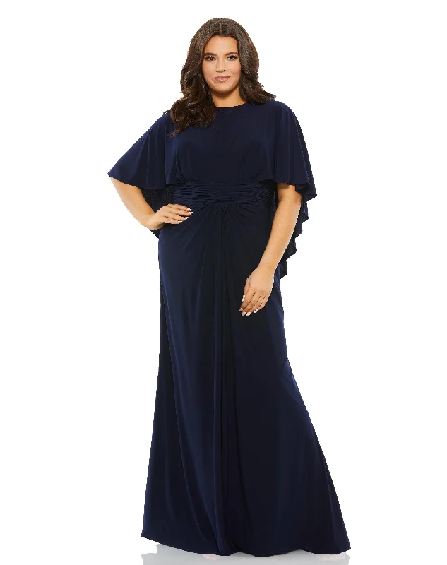 maxi dresses for girlsMac Duggal 67929 Fabulouss Plus Size Long Cape Sleeve Dress