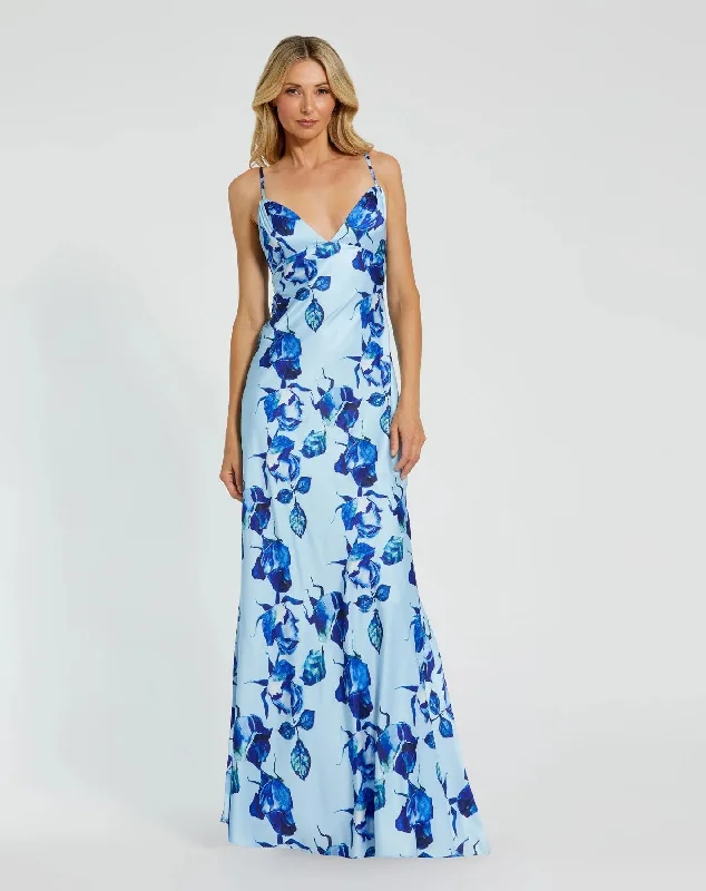 maxi dresses for garden partiesMac Duggal 68336 Long Formal Floral Print Dress