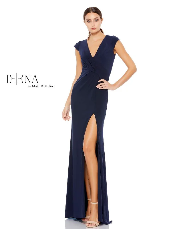 maxi dresses under $100Mac Duggal 26504 Long Formal Cap Sleeve Slit Dress