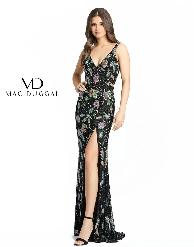 maxi dresses for travelMac Duggal 5313 Long Formal Floral Beaded Dress