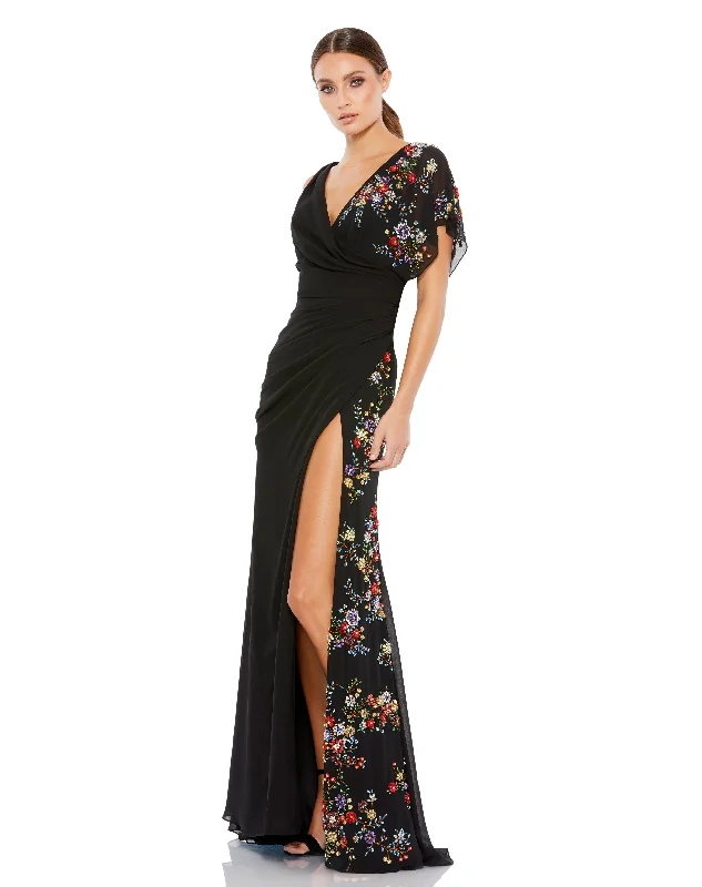 maxi dresses with halter necksMac Duggal 26530 Long Formal Floral Dress