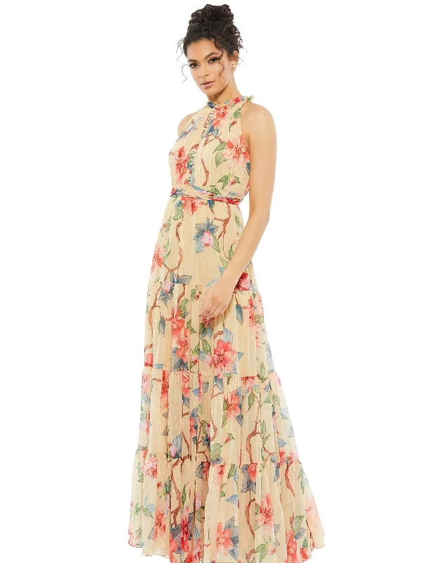 maxi dresses under $50Mac Duggal 70203 Long Formal Halter Floral Dress