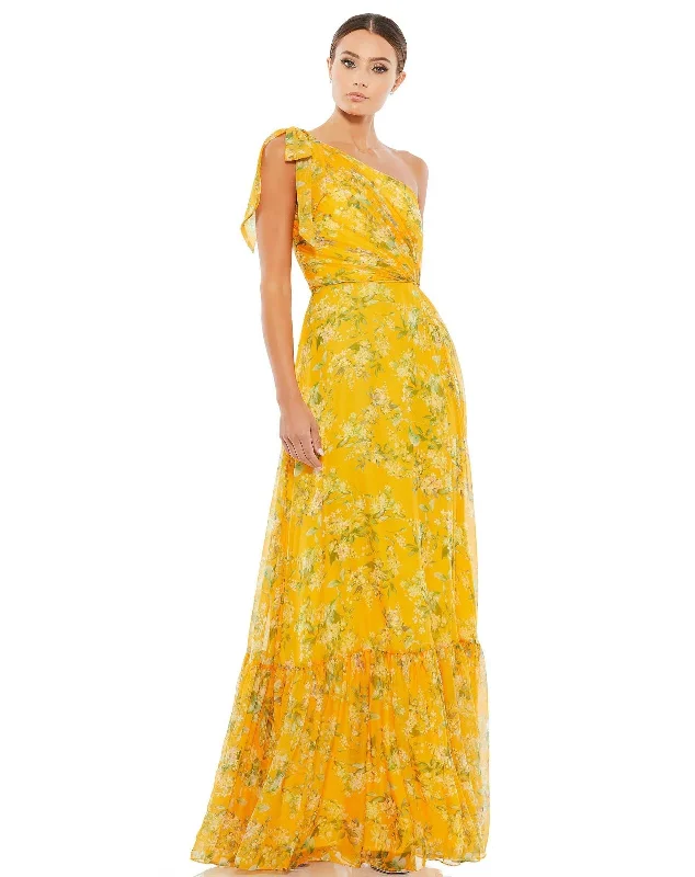 floral maxi dressesMac Duggal 55427 Long Formal One Shoulder Dress