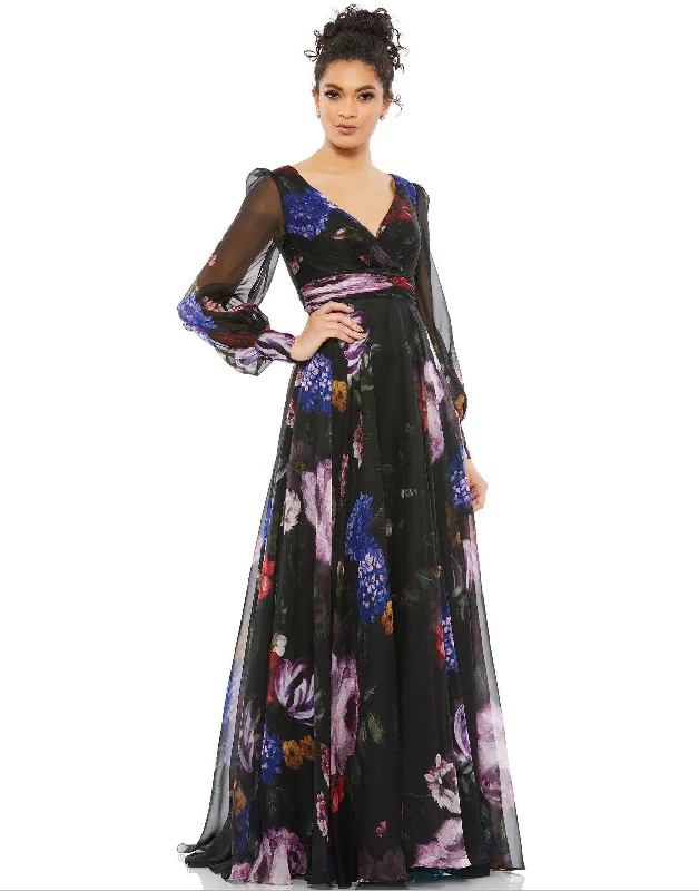 rustic elegance wedding dressesMac Duggal 67872 Long Mother of Bride Floral Dress