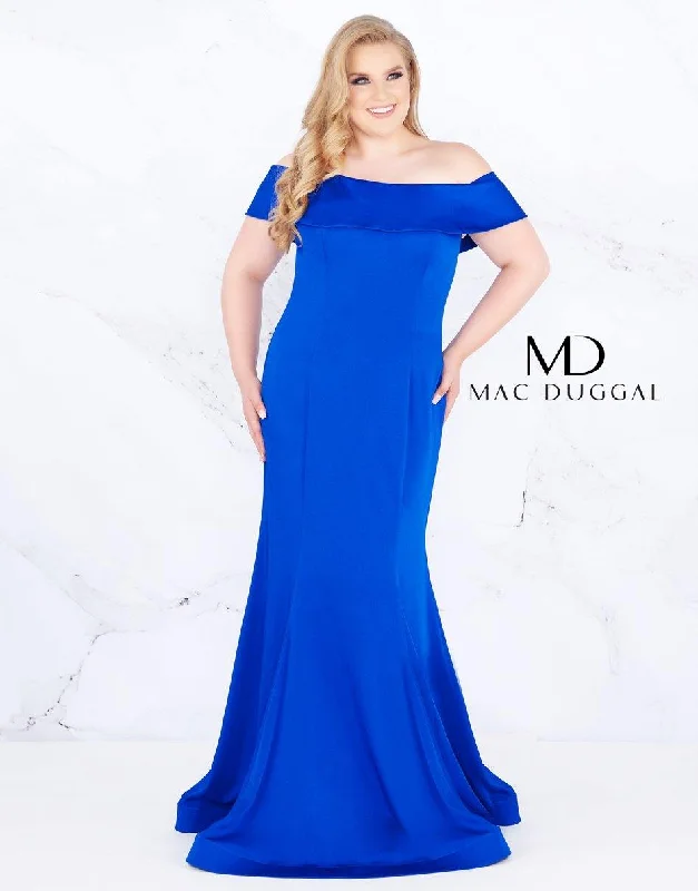 maxi dresses for tall womenMac Duggal 66812 Long Plus Size Off Shoulder Dress