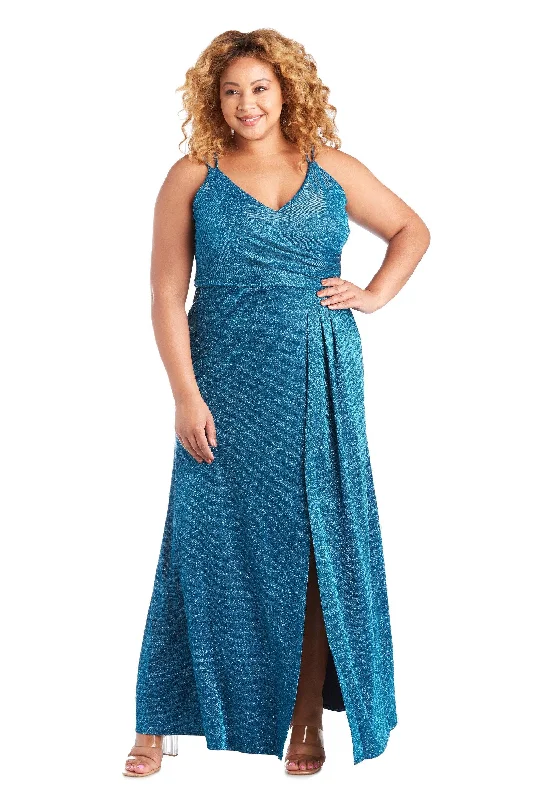 chiffon maxi dressesMorgan & Co 12841WM Plus Size Long Metallic Dress