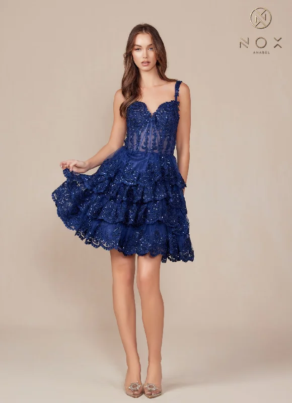 elegant party dressesNox Anabel R880 Sequin Short A Line Cocktail Homecoming Dress