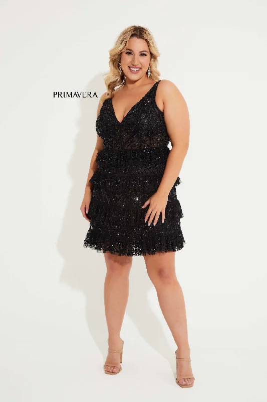 bachelor party dresses (for women)Primavera Couture 14063 Homecoming Plus Size Short Cocktail Sequin Dress