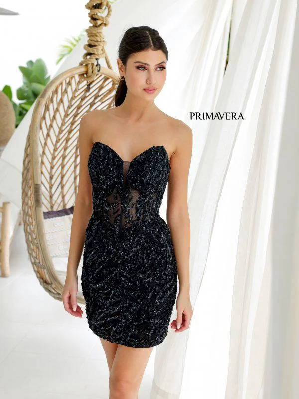 striped party dressesPrimavera Couture 4222 Homecoming Short Corset Fitted Cocktail Dress