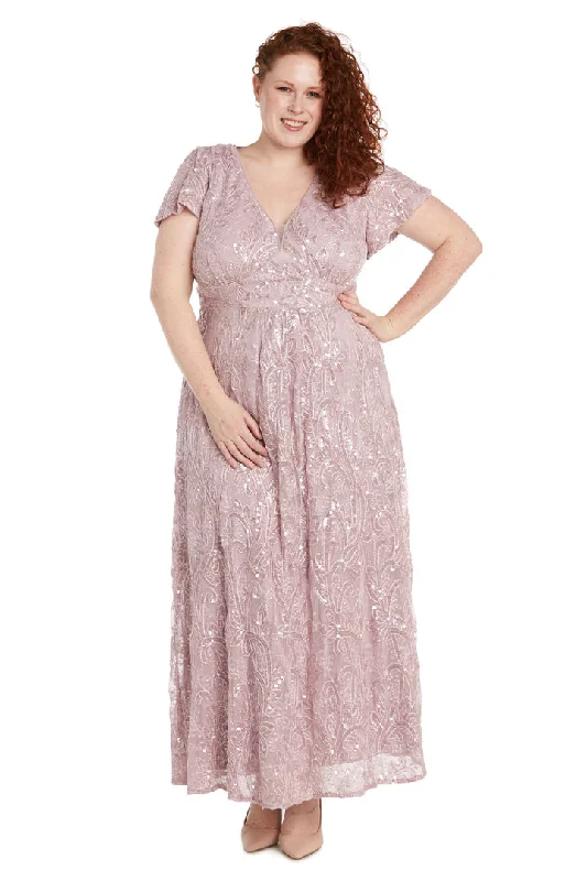 embroidered wedding dressesR&M Richards 1041W Long Formal Plus Size Mother of the Bride Dress