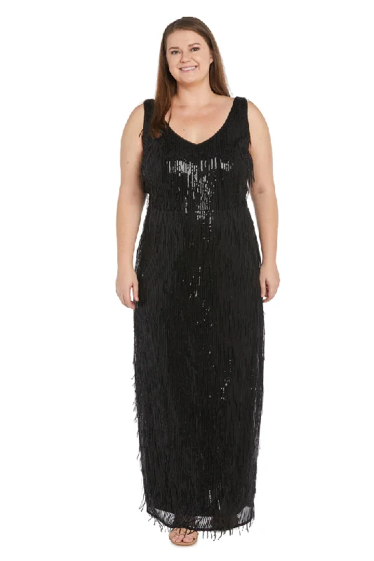 affordable maxi dressesR&M Richards 1661W Long Plus Size Formal Sequin Fringe Dress