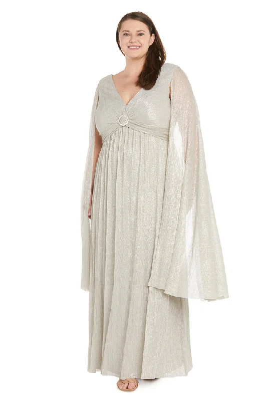 appliqued wedding dressesR&M Richards 1825W Long Metallic Mother of the Bride Plus Size Dress