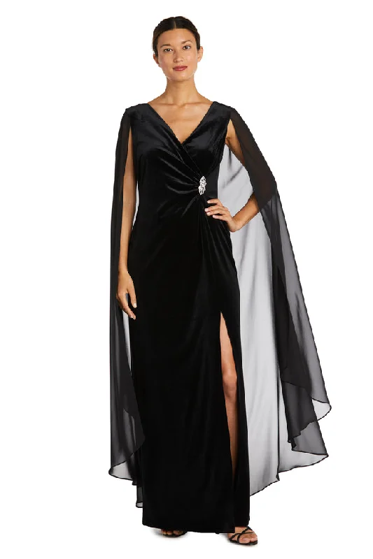 chiffon wedding dressesR&M Richards 9073 Long Mother of the Bride Cape Wrap Dress