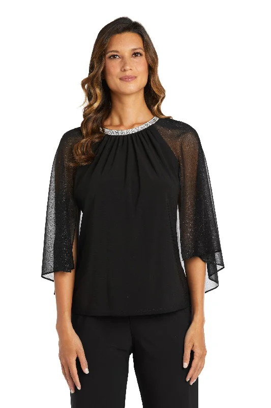 women's tops for those who want to make a fashion statementR&M Richards 9234 Chiffon Capelet Top