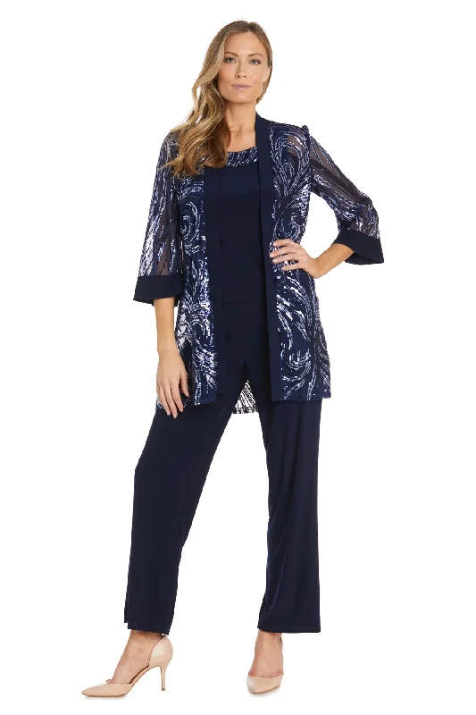 maxi dresses for layeringR&M Richards 9731 Long Sequins Jacket Dress Pant Set