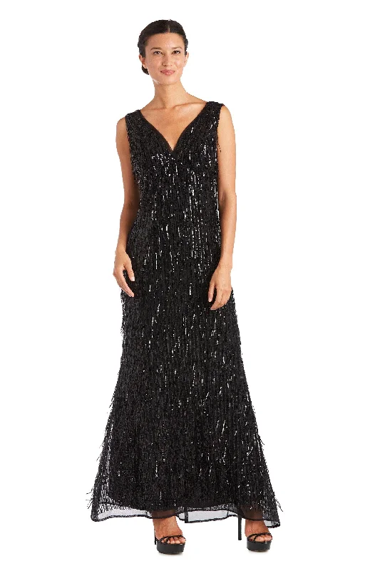 maxi dresses with cold-shoulder cutsR&M Richards 7075P Long Formal Petite Sequins Dress