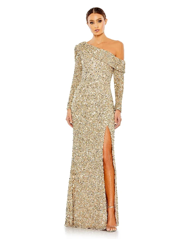 beach wedding dressesShimmering Gold 12 Mac Duggal 5449 Mother of the Bride Long Dress Sale