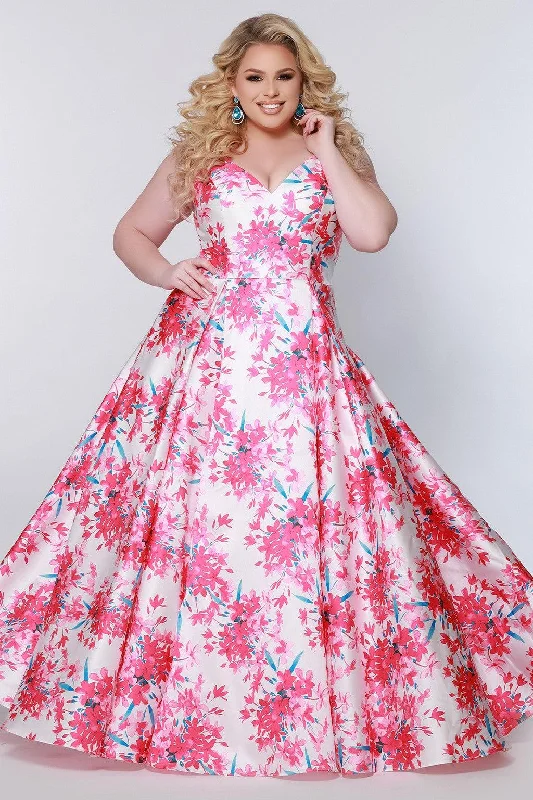 maxi dresses with spaghetti strapsSydneys Closet CE2207 Long Formal Plus Size Floral Dress