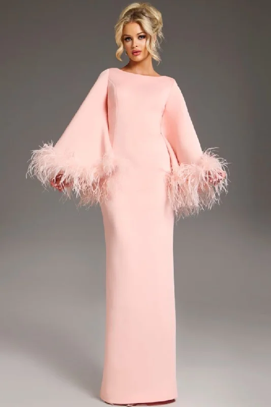 long sleeve wedding dressesJovani 41077 Long Sleeve Mother of the Bride Formal Feather Dress