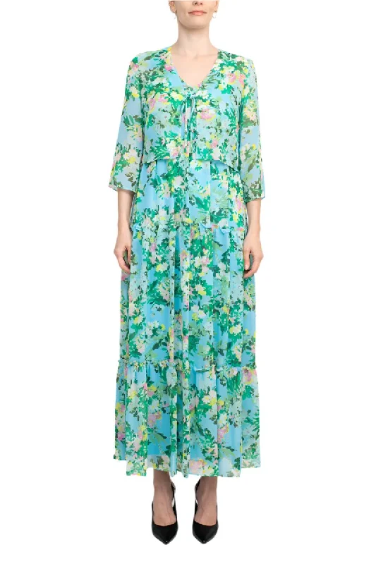 plus-size wedding dressesMaison Tara 27172MA Long Floral Mother of the Bride Jacket Dress