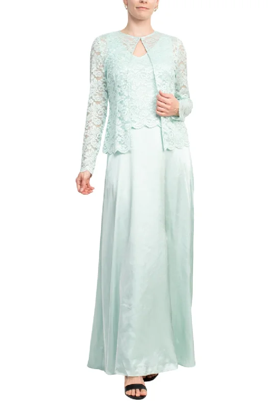 budget-friendly wedding dressesMarina 267234 Long Formal Mother of the Bride Lace Jacket Dress