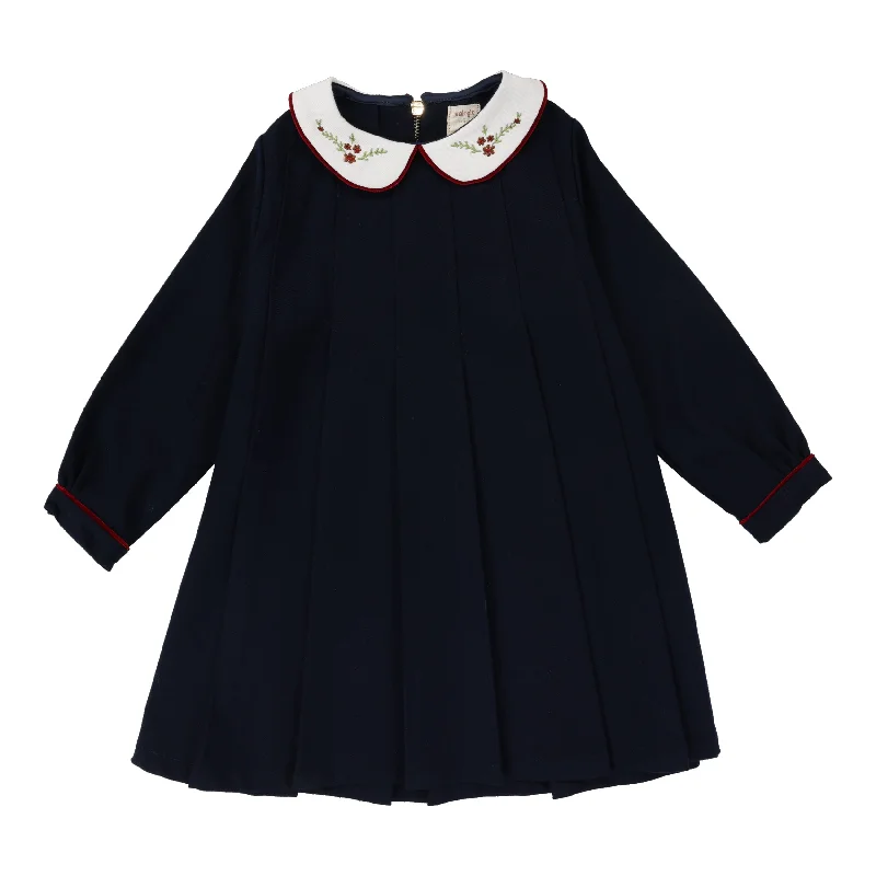 Fancy Long Sleeves Ball GownAnalogie Collar Pleated Long Sleeve Dress - Navy