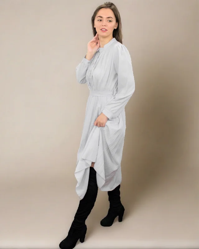 Funky Long Sleeves Cami DressAnia Grey Long Sleeve Button Dress