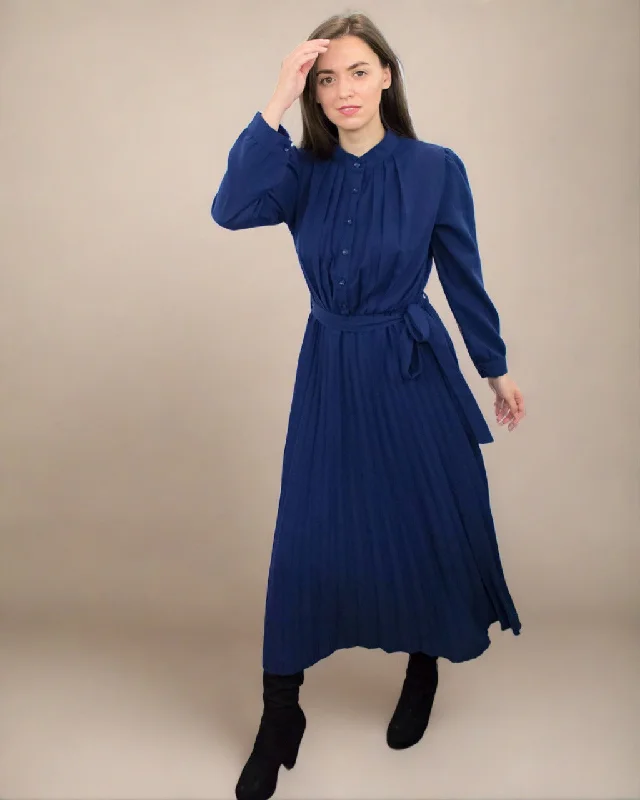 Fuzzy Long Sleeves Velvet DressAnia Blue Long Sleeve Dress Casual