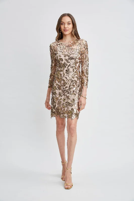 Flexible Cotton Long Sleeves DressFloral Sequin Long Sleeve Dress