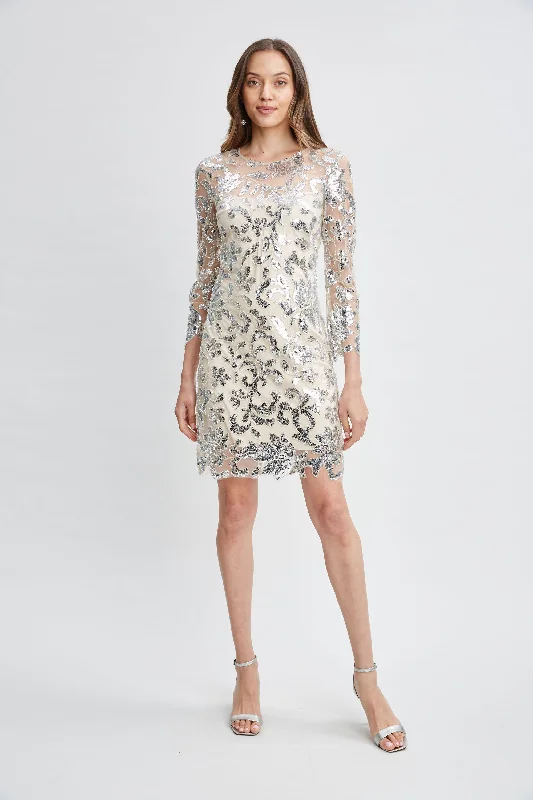 Fuzzy Knitted Long Sleeves DressFloral Sequin Long Sleeve Dress