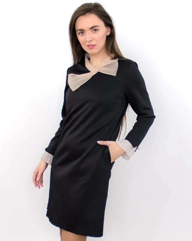 Formal Long Sleeves Bodycon Midi DressLana Black Long Sleeve Dress with Pockets