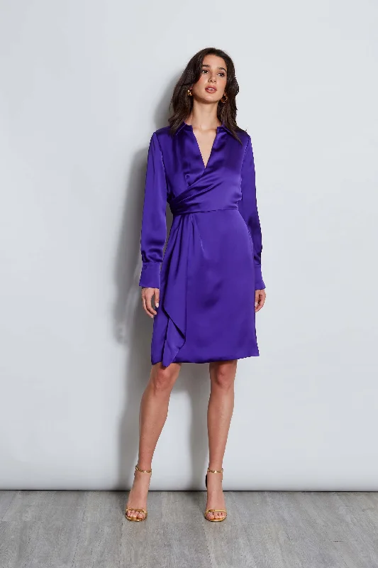 Fuzzy Wool Long Sleeves DressLong Sleeve Satin Wrap Dress