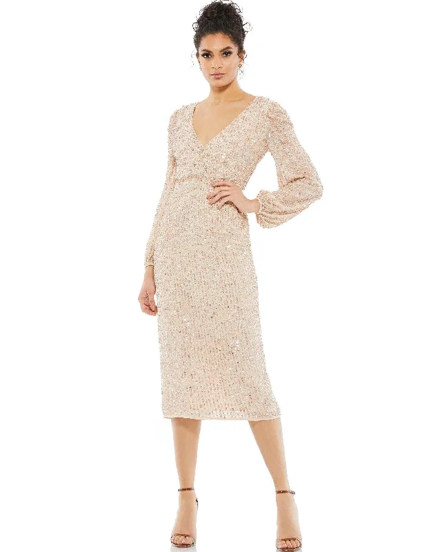 Fabulous Long Sleeves Tiered DressMac Duggal Long Sleeve Cocktail Dress Sale