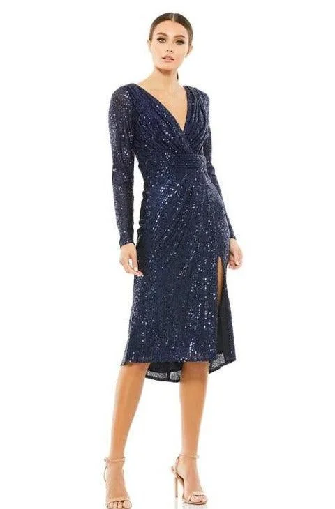 Formal Evening Long Sleeves DressMac Duggal 26555 Long Sleeve Sequins Cocktail Dress