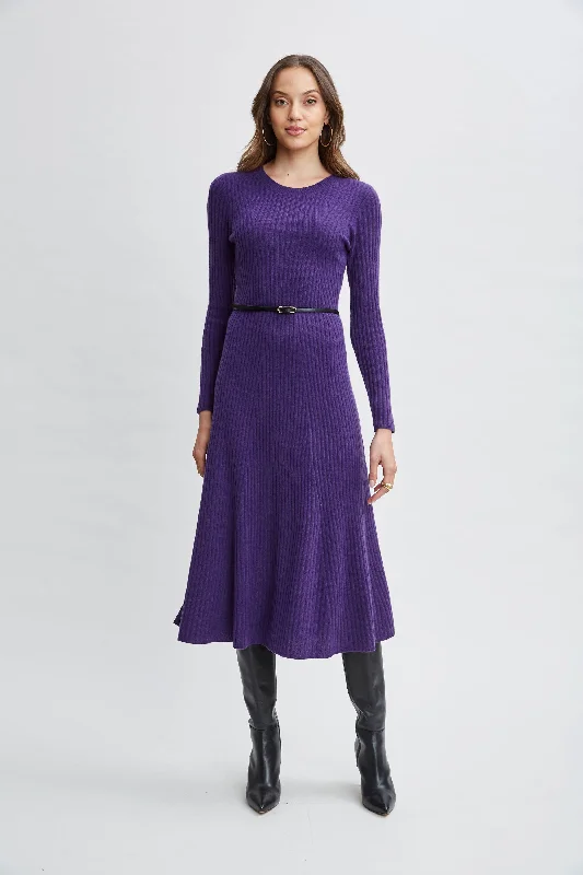 Formal Velvet Long Sleeves DressCashmere Long Sleeve Belted Dress