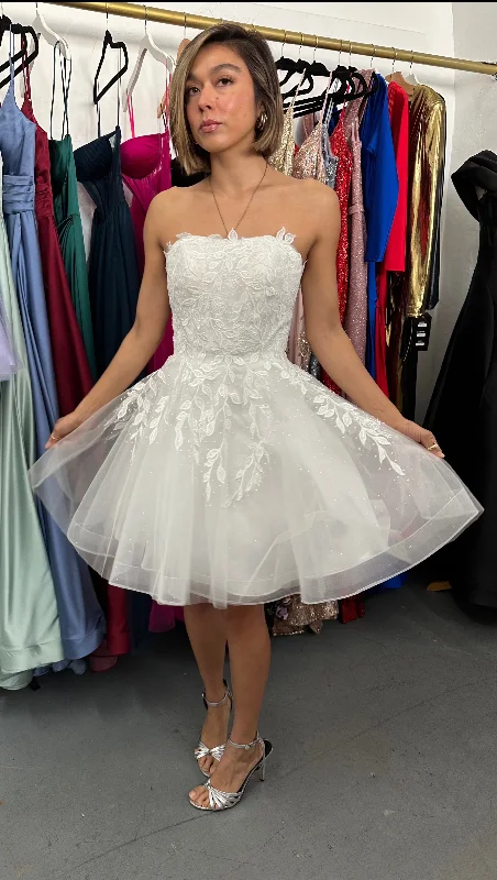 chiffon party dressesShort Strapless Homecoming Dress Sale