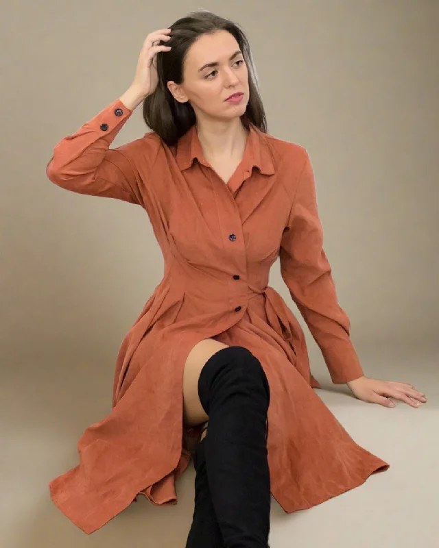 Full-Body Long Sleeves Jumpsuit DressTazia Orange Long Sleeve Wrap Dress