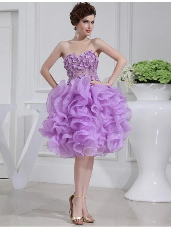 Sleeveless Dress Petite SizeA-Line/Princess Beading Sweetheart Sleeveless Short Organza Cocktail Dresses